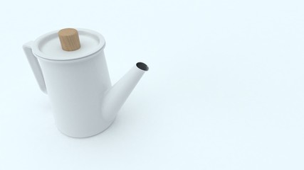 White reflective kettle on white background.