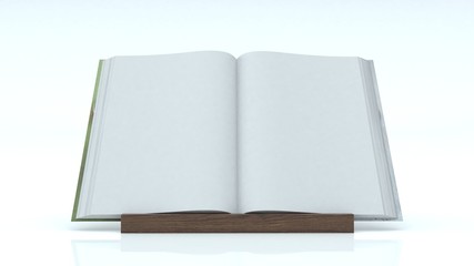 Blank open book on white background.