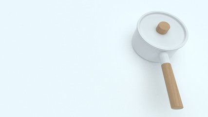 White metallic pan on white background.