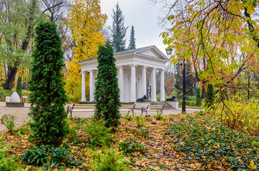 Beautiful autumn Lazienki Krolewskie Park, Warsaw, Poland.