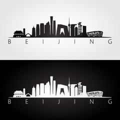 Beijing skyline and landmarks silhouette