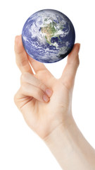 Holding Earth (Elements of this image furnished by NASA)