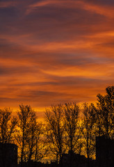 Sunrise paints the sky