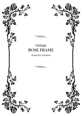 Black rose frame - obrazy, fototapety, plakaty