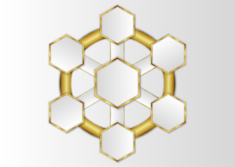 Hexagon template, hexagon label blank for design or text.