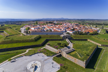 Aerial view of the historic village of Almeida in Portugal; Concept for travel in Portugal