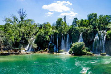 Fototapeta na wymiar Kravice Waterfall and Trebizat River in Bosnia