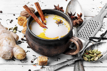 Masala tea in clay mug