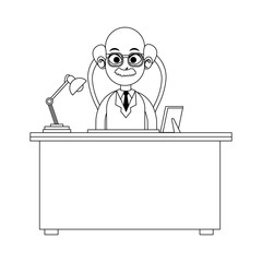 elderly male doctor and desk icon image vector illustration design 
