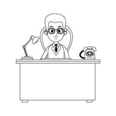 young male doctor and desk  icon image vector illustration design 