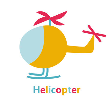 helicopter orange cartoon symbol on white background text