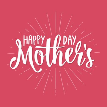 Happy Mother's Day lettering. Vector vintage illustration. Isolated pink background