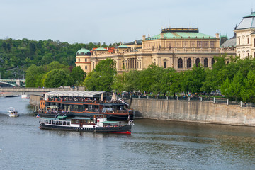 The river Vltava and Rudolfinum, Prague, Czech Republic