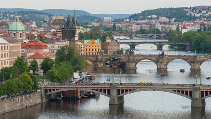 Fototapeta na wymiar Bridges of Prague and the Vltava river, Prague, Czech Republic
