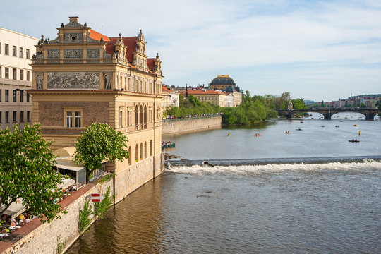 Vltava river in old town Prague, Czech Republic