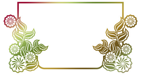 Gradient filled holiday label with decorative flowers and artistic written greeting text 