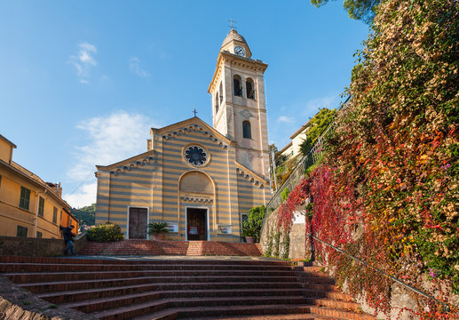 Catholic medieval church in Portofino town, Italy
