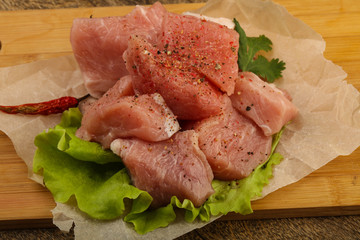 Raw pork pieces