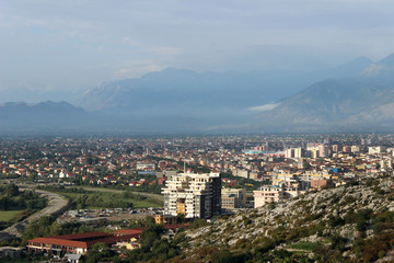 Fototapeta na wymiar The Rozafa Castle, Shkodra, Albania. View of the city and mountains from above