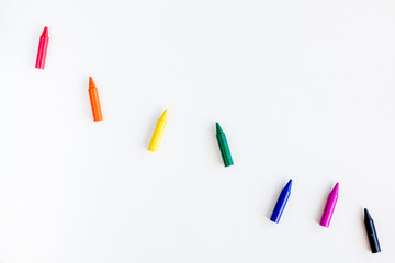 collection for child room on white background top view mockup