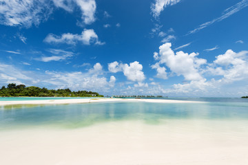 Fototapeta na wymiar Beautiful tropical white sand island.Copy space