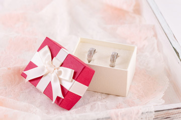 Wedding rings in a gift box