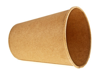 Brown paper cup isolated on a white background