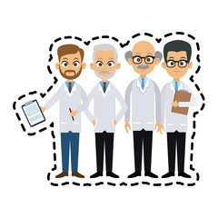 group of male doctors icon image vector illustration design 