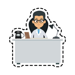 young male doctor and desk  icon image vector illustration design 