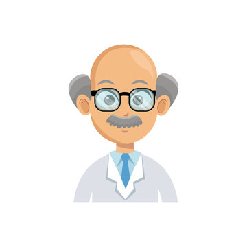 medical doctor old man cartoon icon over white background. colorful design. vector illustration