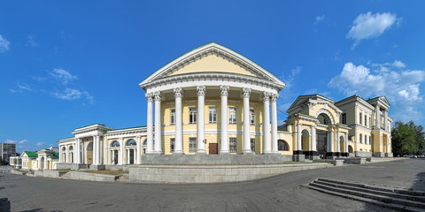 Panorama of the main facade of Rastorguyev-Kharitonov Palace in Yekaterinburg, Russia
