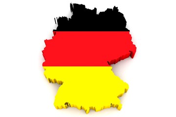 Fototapeta premium Country shape of Germany - 3D render of country borders filled with colors of German