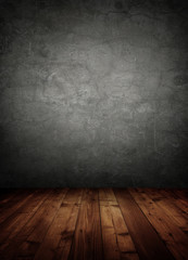 grunge interior room with concrete wall.