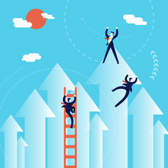 Business men climb to success concept illustration