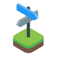 Directional sign isometric with arrows vector isolated