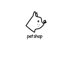 Pet shop logotype with dog head and butterfly on the nose
