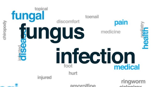 Fungus infection animated word cloud, text design animation.