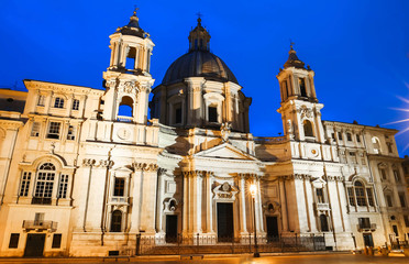 Obraz premium The Piazza Navona at night , Rome, Italy