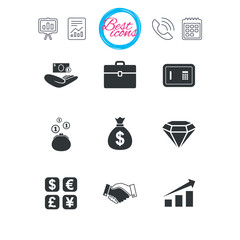 Money, cash and finance icons. Handshake sign.