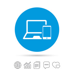 Mobile devices sign. Notebook and smartphone.