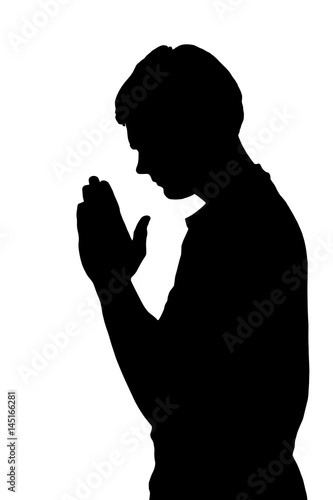 Download "Side profile portrait silhouette of religious teenage boy praying" Stock image and royalty-free ...