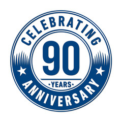 90 years anniversary logo template. Vector and illustration. 
