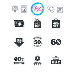 Sale discounts icon. Shopping, deal signs.