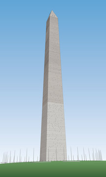 Illustration of the Washington Monument with flags down