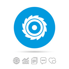 Saw circular wheel sign icon. Cutting blade.