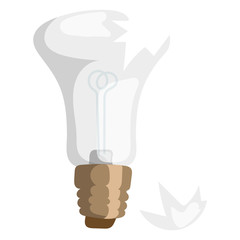 Cartoon broken bulb vector illustration lamp light isolated design object electricity equipment electric bright decoration icon power shape