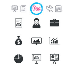 Statistics, accounting icons. Charts signs.