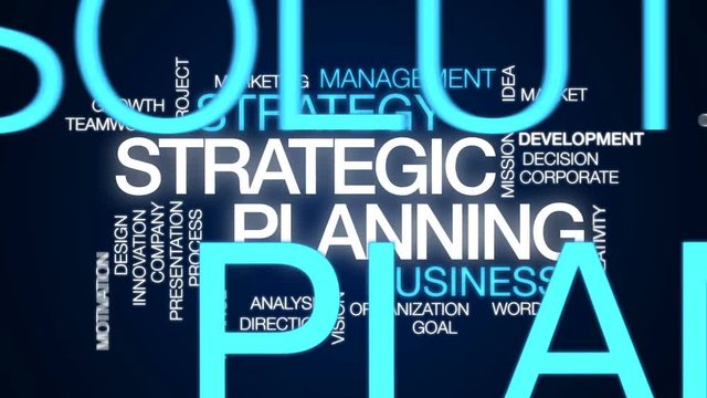 Strategic planning animated word cloud, text design animation.