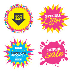 80 percent sale arrow tag sign icon.