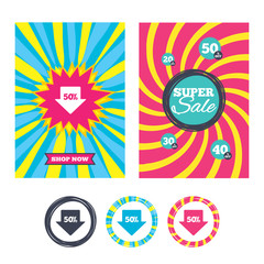 50 percent sale arrow tag sign icon.